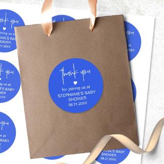 Chic Royal Blue Thank You baby Shower Favor Gift Classic Round Sticker