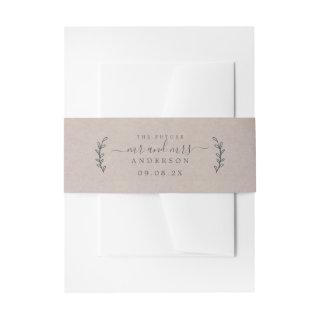 Chic Script Future Mr Mrs Wedding Date Kraft Invitation Belly Band