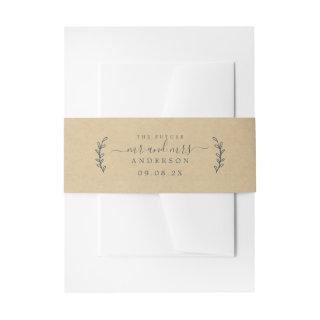 Chic Script Future Mr Mrs Wedding Date Kraft Invitation Belly Band