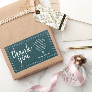 Chic Script Thank You & Personal Message Deep Teal Rectangular Sticker
