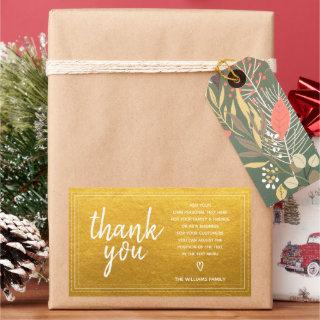 Chic Script Thank You & Personal Message Gold Gift Rectangular Sticker