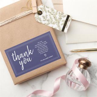 Chic Script Thank You & Personal Message Navy Blue Rectangular Sticker