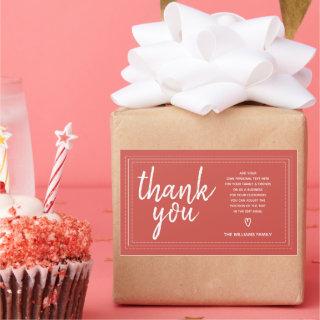 Chic Script Thank You & Personal Message Red Gift  Rectangular Sticker