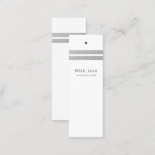 Chic Silver Foil Stripes | White Gift Tags