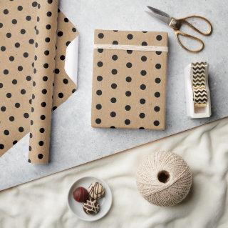 Chic Simple Black Dots On Rustic Faux Brown Kraft