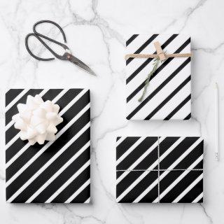 Chic Simple Elegant Black & White Diagonal Stripes  Sheets