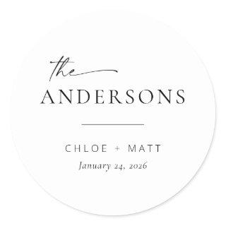 Chic + Simple Modern Script Wedding Favor Stickers