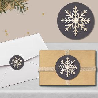 Chic Snowflake Holiday Round Sticker