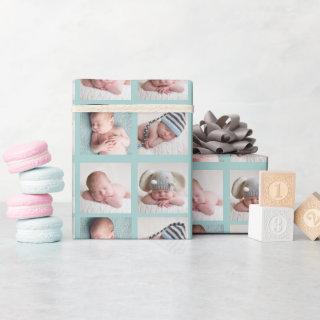 Chic Teal 4 Baby Photo Collage Custom Birthday