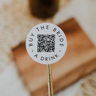 Chic Typography Buy Bride A Drink QR Code Circular Classic Round Sticker