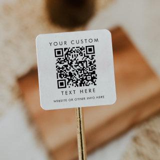 Chic Typography Small Business Custom QR Code Square Sticker