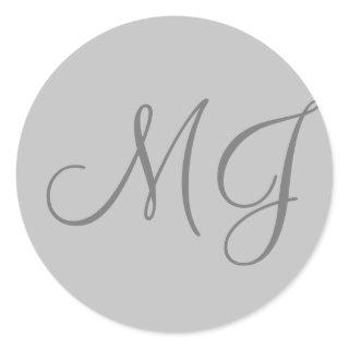 Chic Unique Monogram Grey Classic Round Sticker