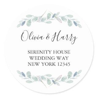 Chic Watercolor Eucalyptus Return Address Stickers