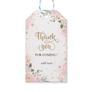 Chic Watercolor Flowers Snowflakes Thank You  Gift Tags