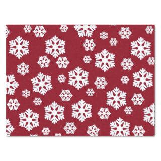 Chic White Snowflakes Nordic Pattern on Dark Red Tissue Paper