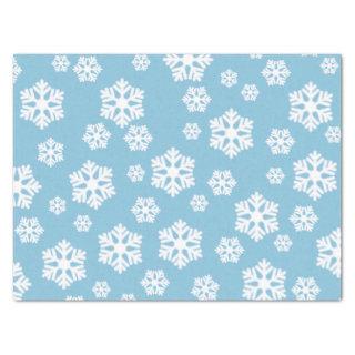 Chic White Snowflakes Nordic Pattern on Ice Blue Tissue Paper