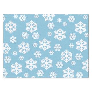 Chic White Snowflakes Nordic Pattern on Ice Blue Tissue Paper