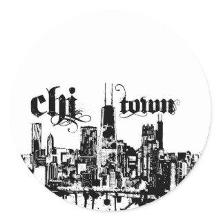 Chicago "chi-town" put on for your city classic round sticker