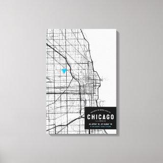 Chicago City Map + Mark Your Location Canvas Print