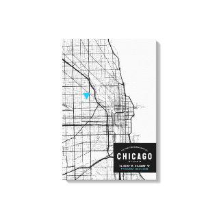 Chicago City Map + Mark Your Location Canvas Print