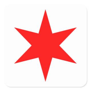 Chicago Flag 6-Pointed Star Square Sticker