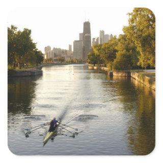 Chicago, Illinois, Rowers in Lincoln Park lagoon Square Sticker