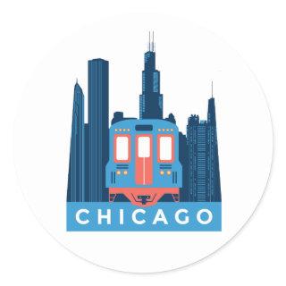 Chicago Skyline Vintage Travel   Classic Round Sticker