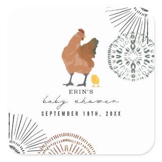 Chicken Baby Shower Square Sticker