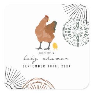 Chicken Baby Shower Square Sticker