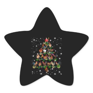 Chicken Christmas Tree Covered By Flashlight Star Sticker