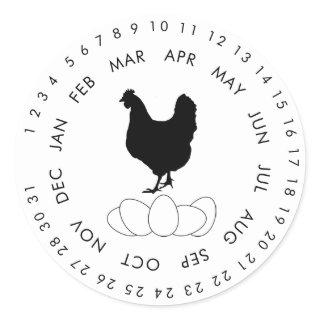 Chicken Encircled Dates Organic Fresh Eggs  Classic Round Sticker