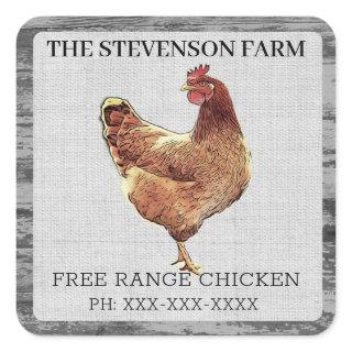 Chicken Farm Broiler Meat Birds Free Range Square Sticker