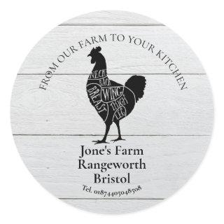 chicken farmer marketing produce butcher farmer classic round sticker