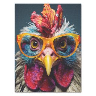 Chicken in Red Glasses Wackadoodle Decoupage Tissue Paper