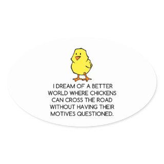 CHICKEN MOTIVES OVAL STICKER