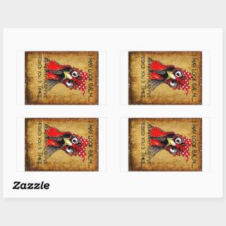 Chicken Pecking People Rectangular Sticker