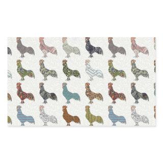 Chicken Rooster Colorful Pattern Farm Rectangular Sticker