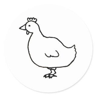 Chicken - simple clean original line art drawing classic round sticker