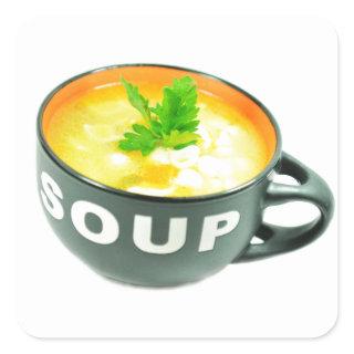Chicken soup square sticker