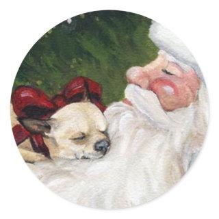 Chihuahua and Santa Claus Art Sticker