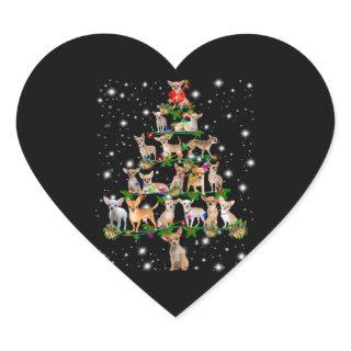 Chihuahua Christmas Tree Covered By Flashlight Heart Sticker