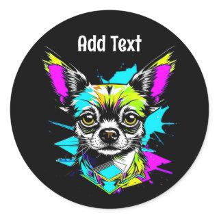 Chihuahua Cyberpunk style Art Personalized Classic Round Sticker