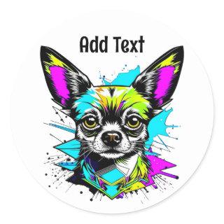 Chihuahua Cyberpunk style Art Personalized Classic Round Sticker