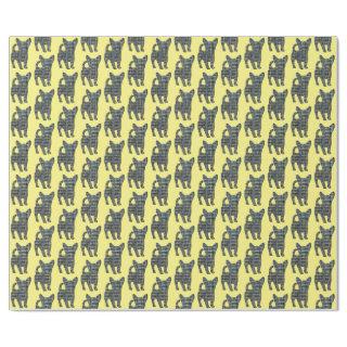 Chihuahua Dog Silhouette Y&B Grid Line Yellow