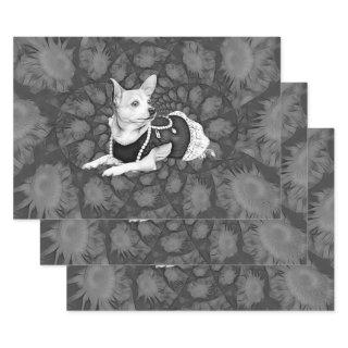 Chihuahua Floral Vintage Black And White Dog Art  Sheets
