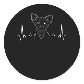 Chihuahua Long hair Chiwawa heartbeat Classic Round Sticker