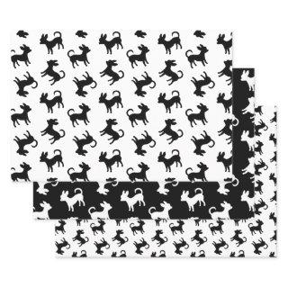 Chihuahua Puppies Classic Black and White Pattern  Sheets