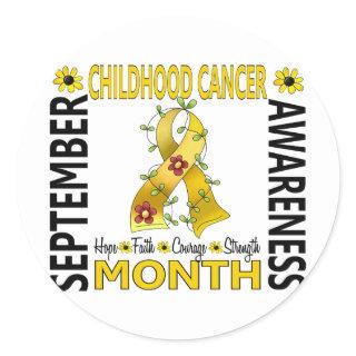 Childhood Cancer Awareness Month Flower Ribbon 4 Classic Round Sticker