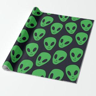 Childish seamless pattern with aliens faces ufo