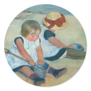 Children on the Beach | Mary Cassatt Postcard Classic Round Sticker